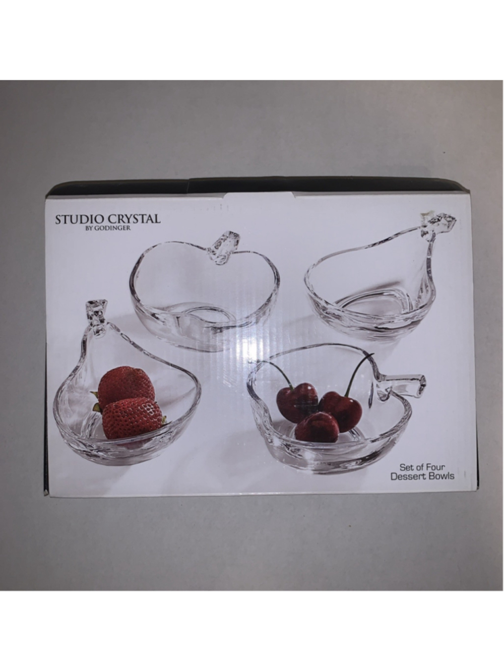 Studio Crystal By GODINGER 2 Apple 2 Pear Side Dish - Set Of Four Dessert Bowls